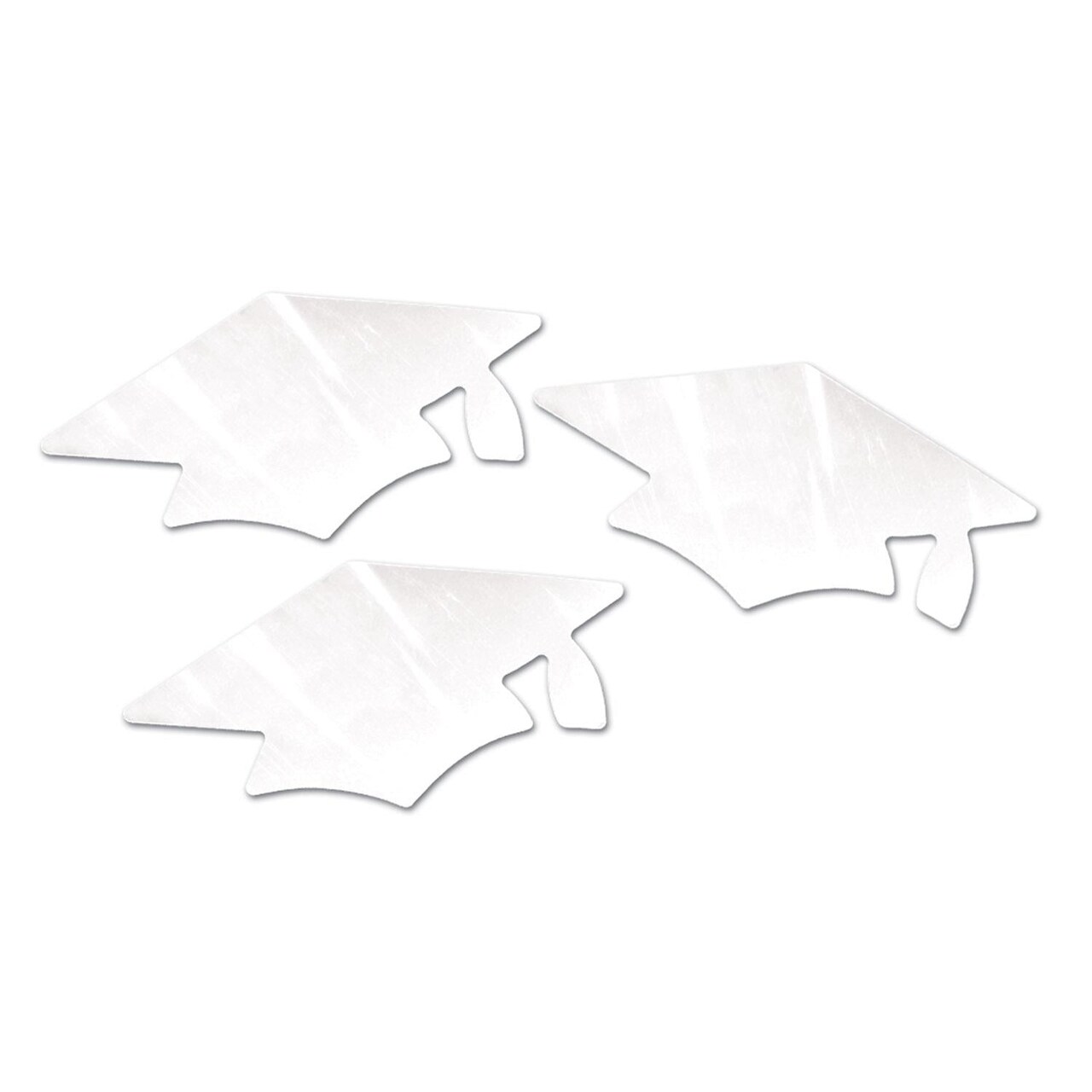 18 Pack Bulk White Metallic Grad Cap Graduation Party Cutouts